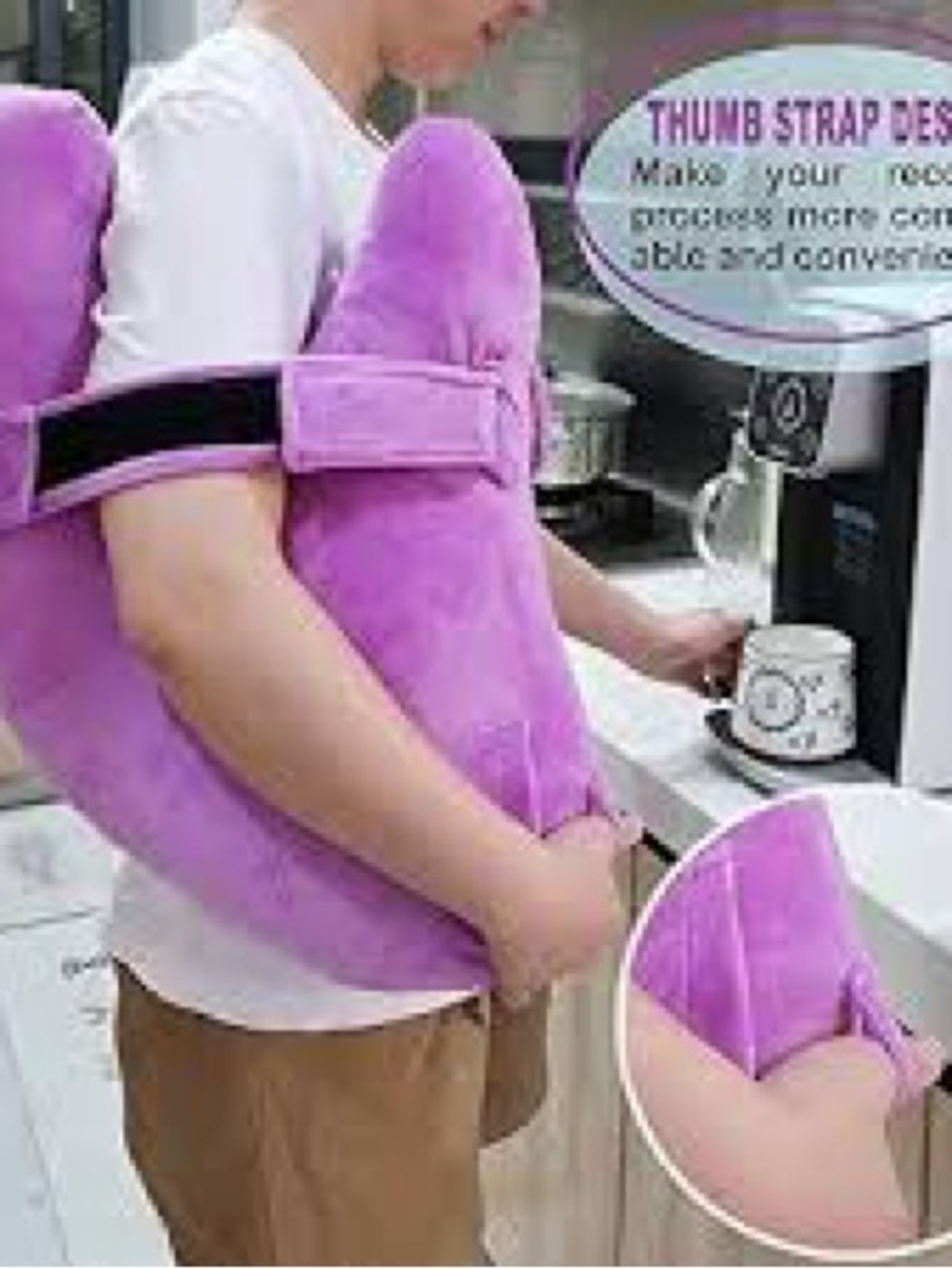 Plush Purple shoulder surgery Arm Pillow with Pocket and Thumb Strap - Unbranded